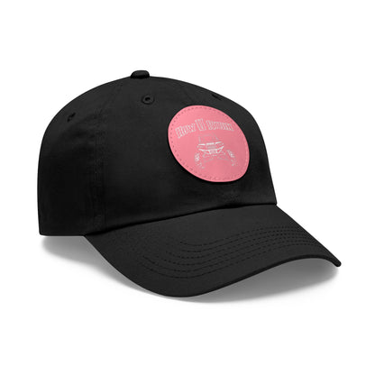 Black Dad Hat with Leather Patch (Round)