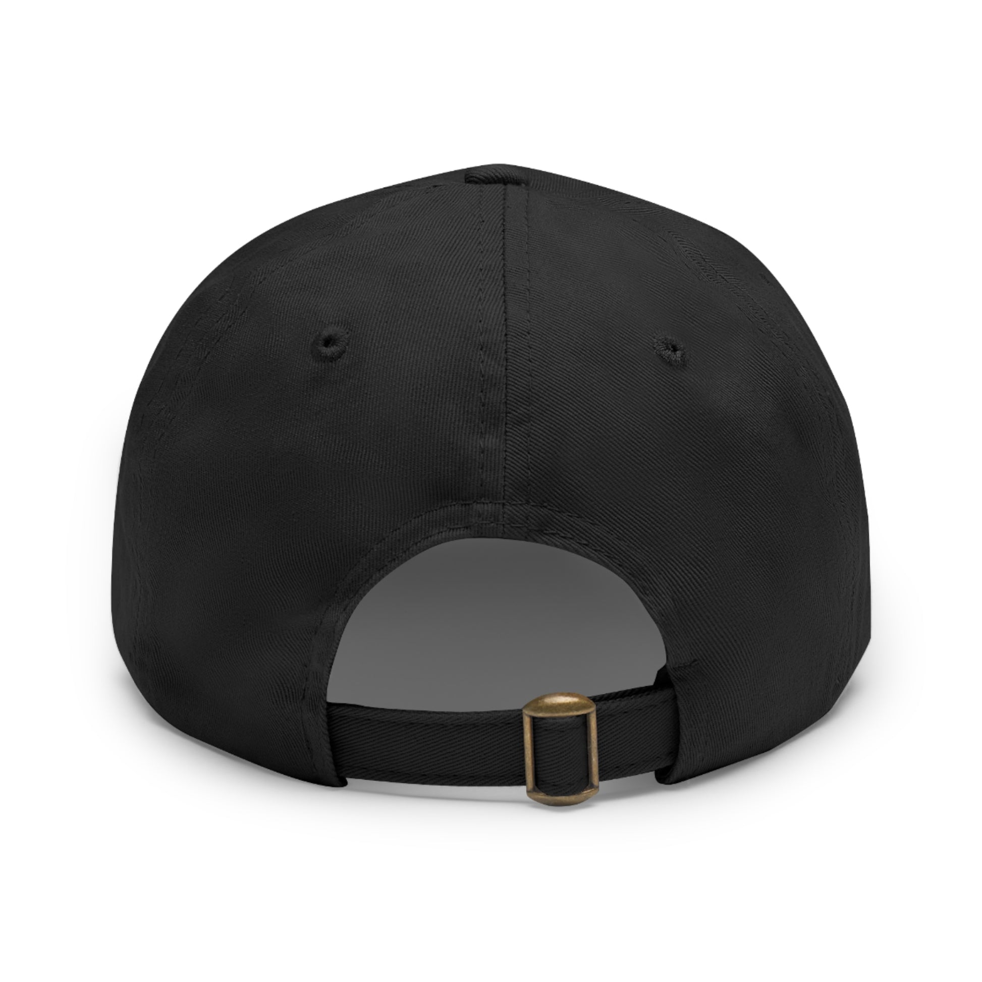 Black Dad Hat with Leather Patch (Round)