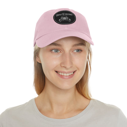 Pink  Dad Hat with Leather Patch (Round)