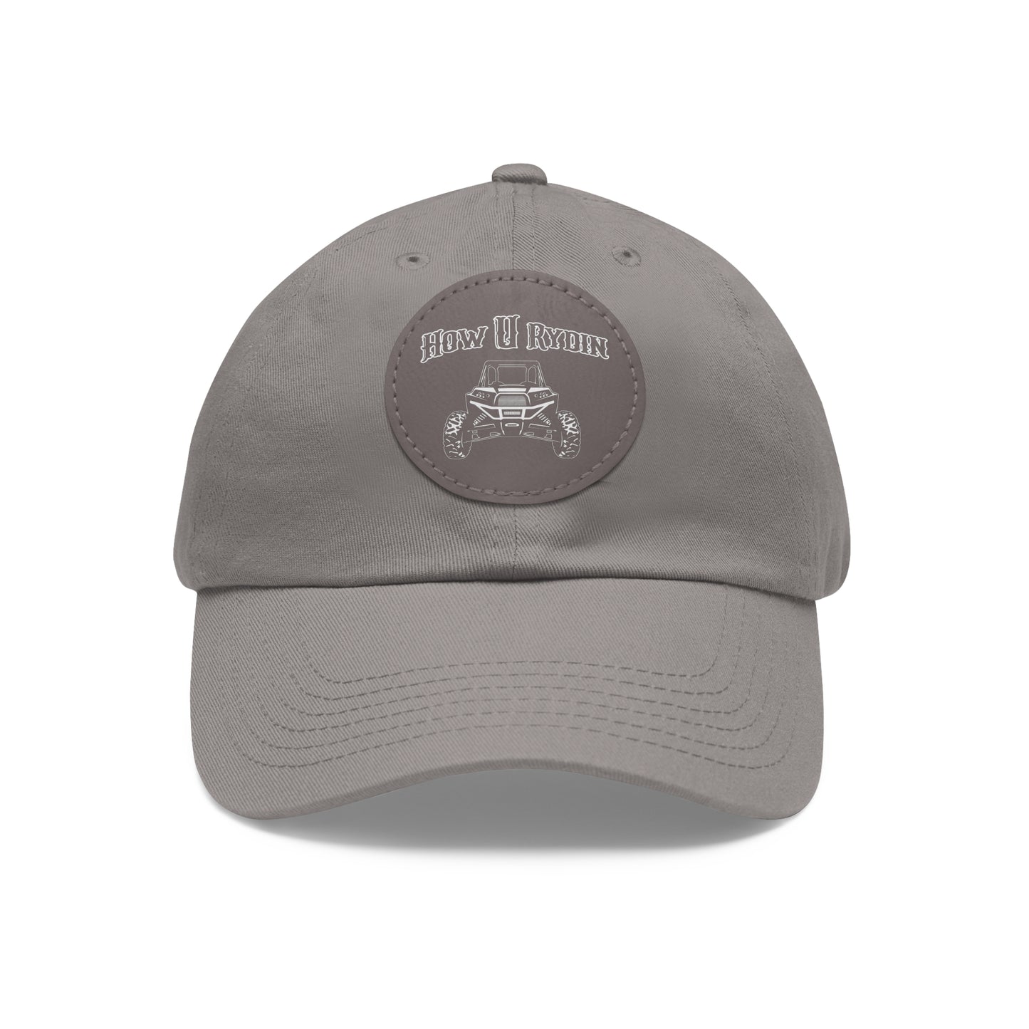 Gray Dad Hat with Leather Patch (Round)