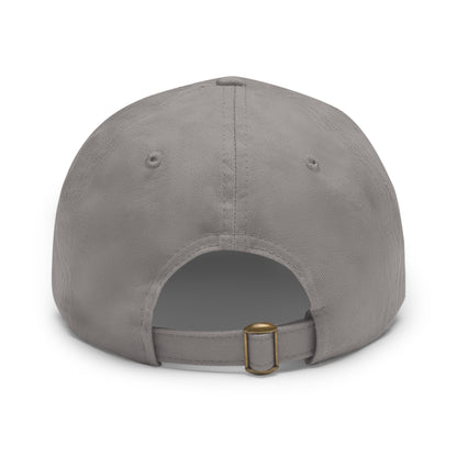 Gray Dad Hat with Leather Patch (Round)