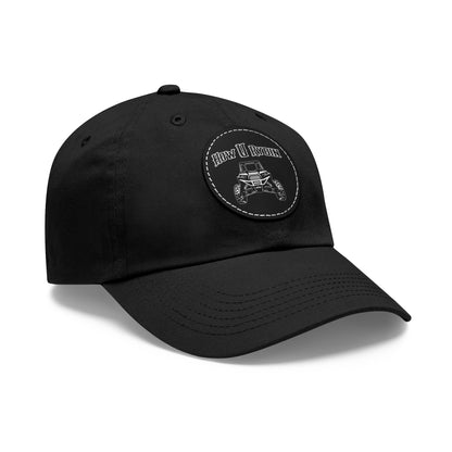 Black Dad Hat with Leather Patch (Round)