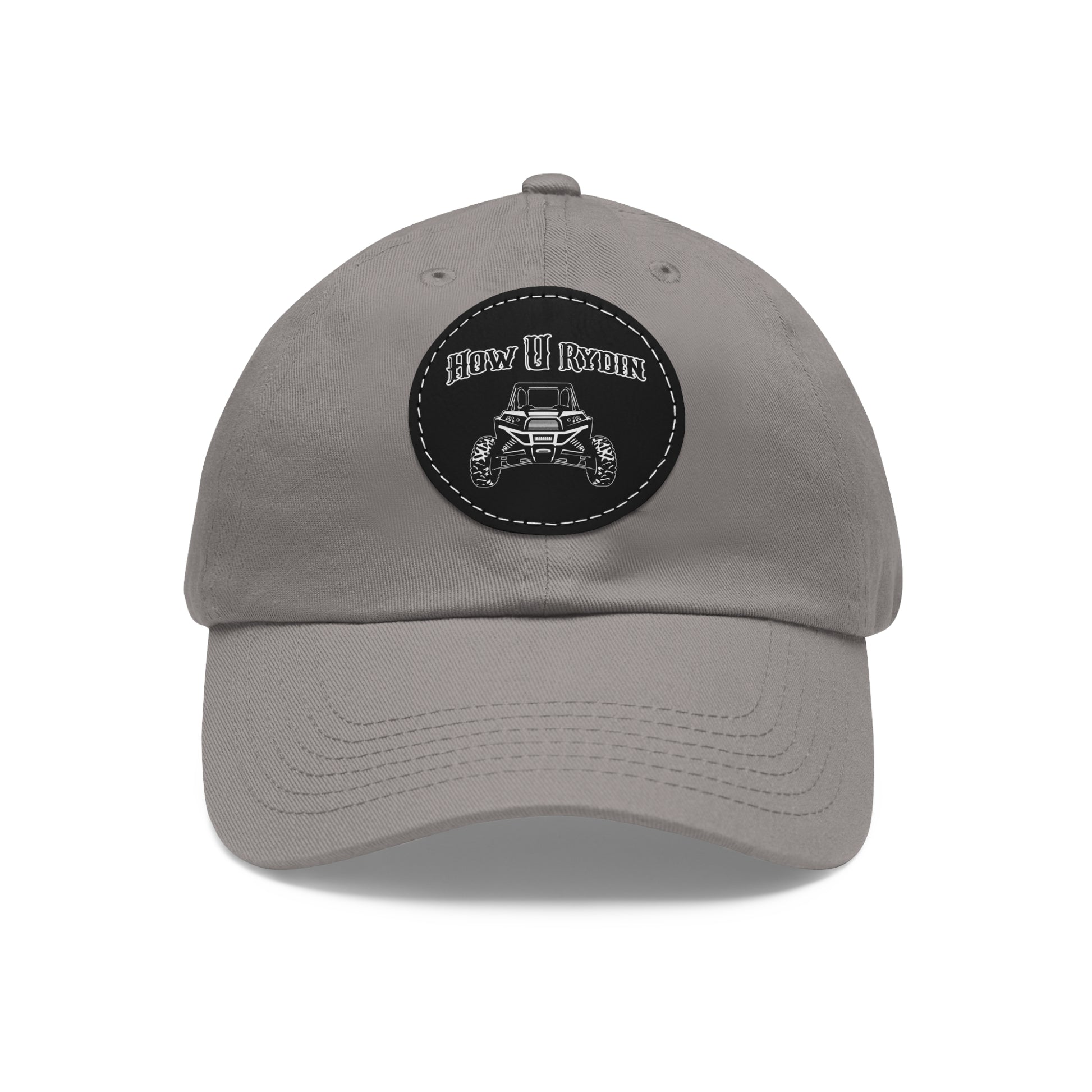 Gray Dad Hat with Leather Patch (Round)