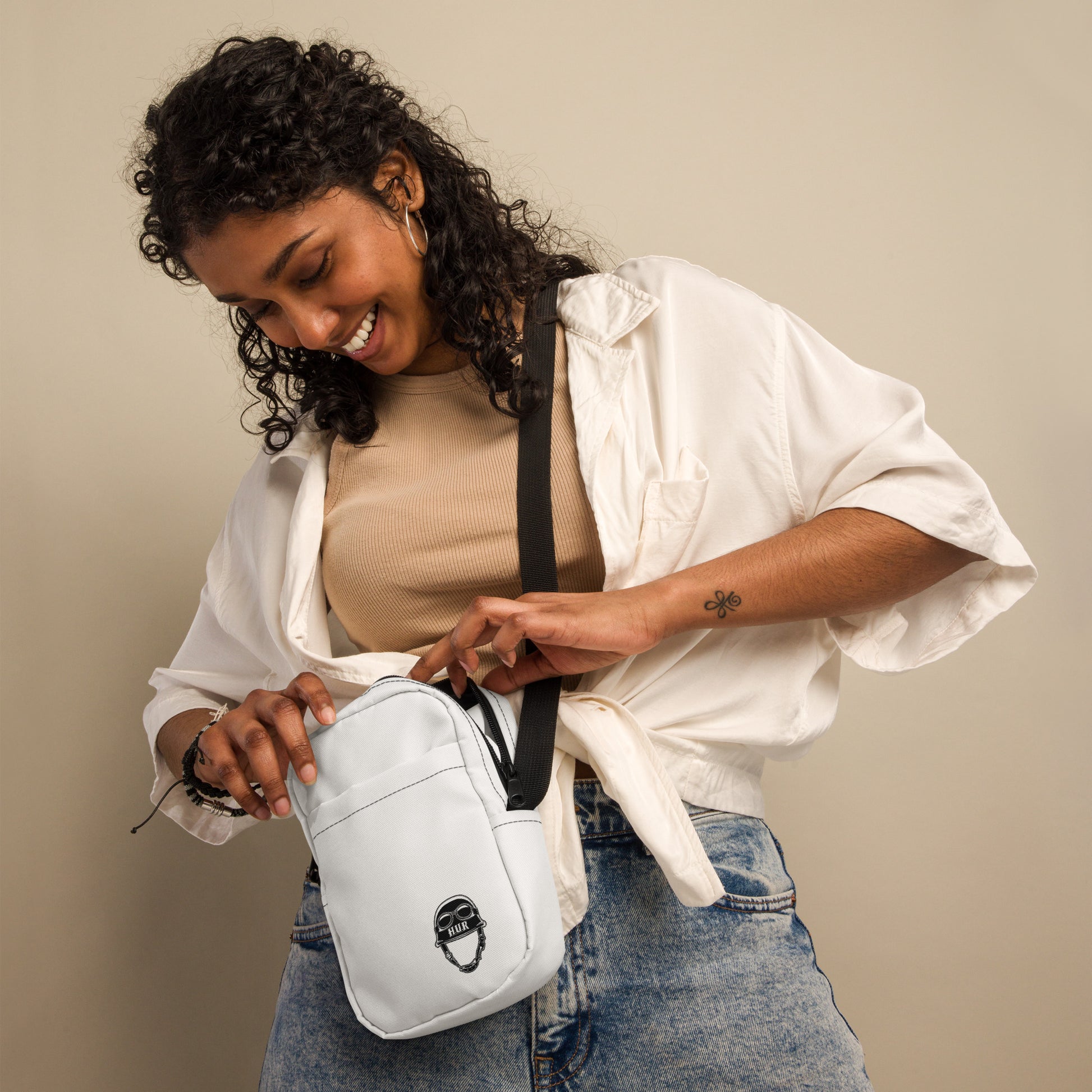 Utility white crossbody bag