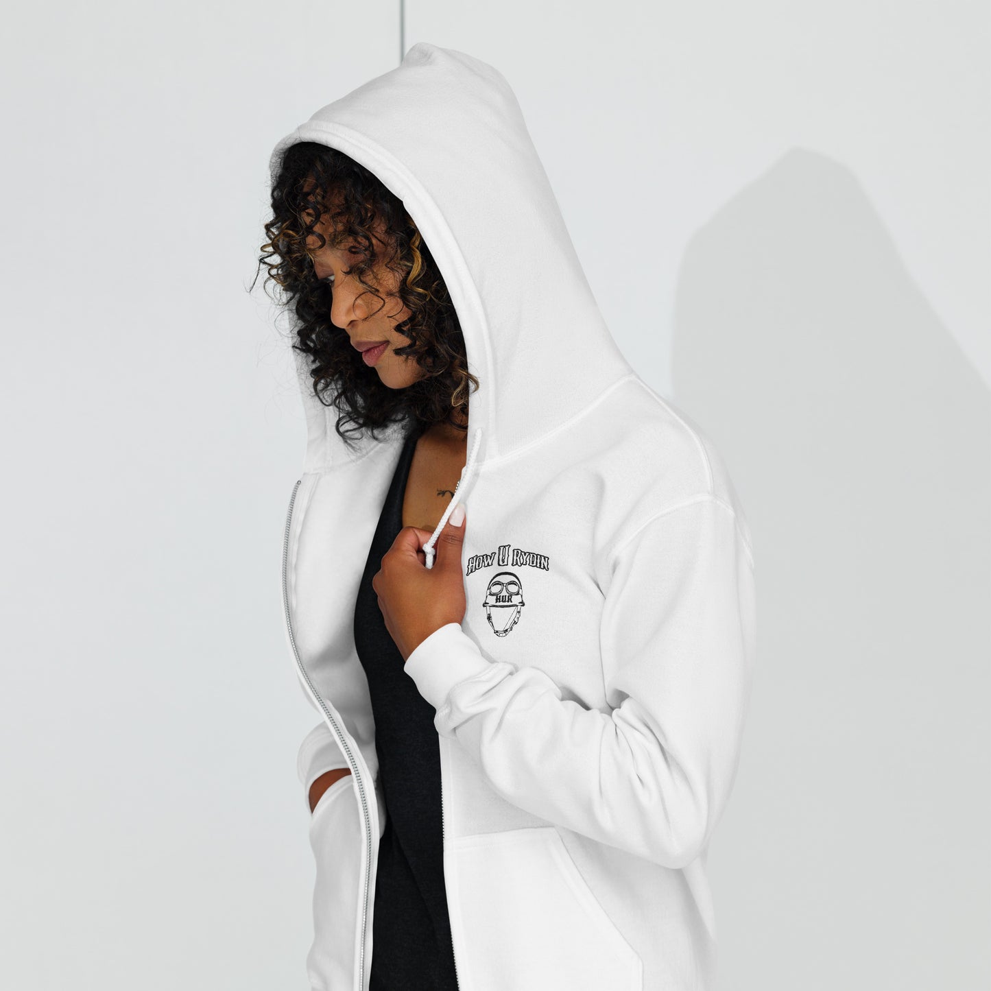 Unisex white heavy blend zip hoodie