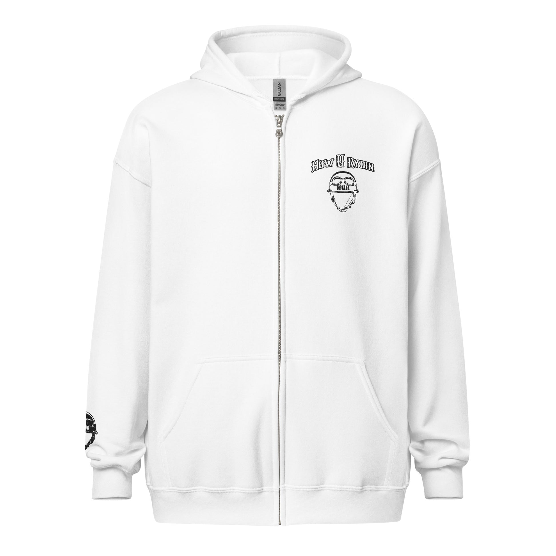 Unisex white heavy blend zip hoodie